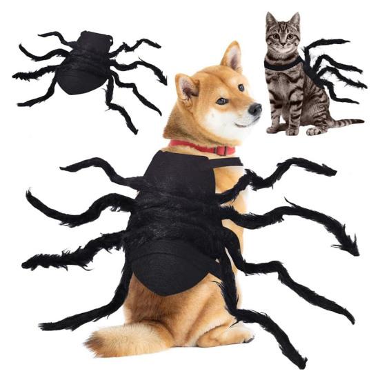 Pet Spider Costume Halloween Furry Giant Simulation Spider Apparel for Cats Small Medium Dogs Pet Halloween Party Cosplay Dress Up Accessory