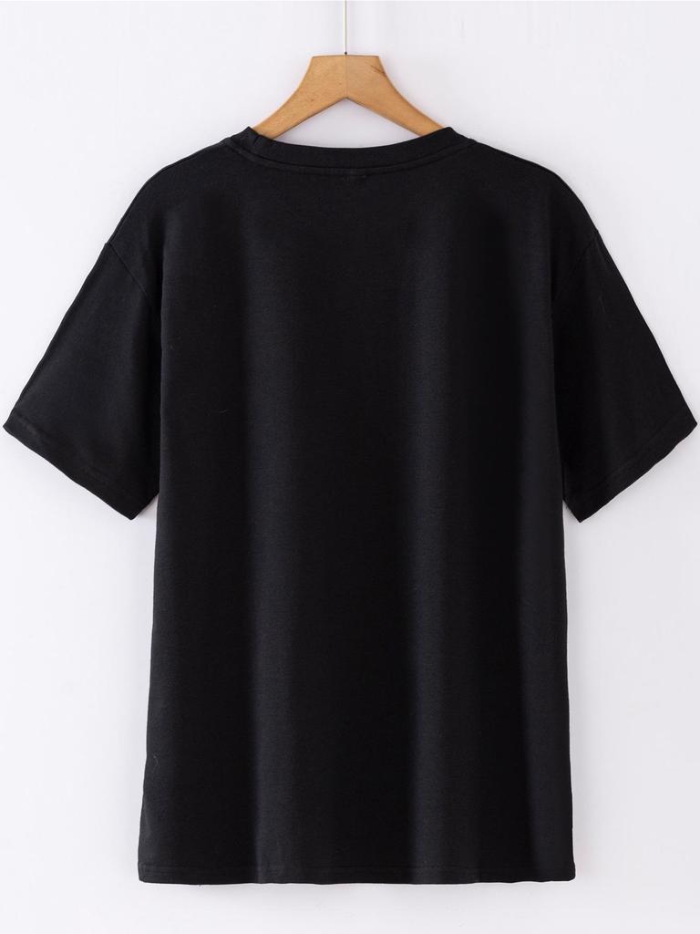 Women's European & American Short-Sleeved Christmas Crew Neck Top