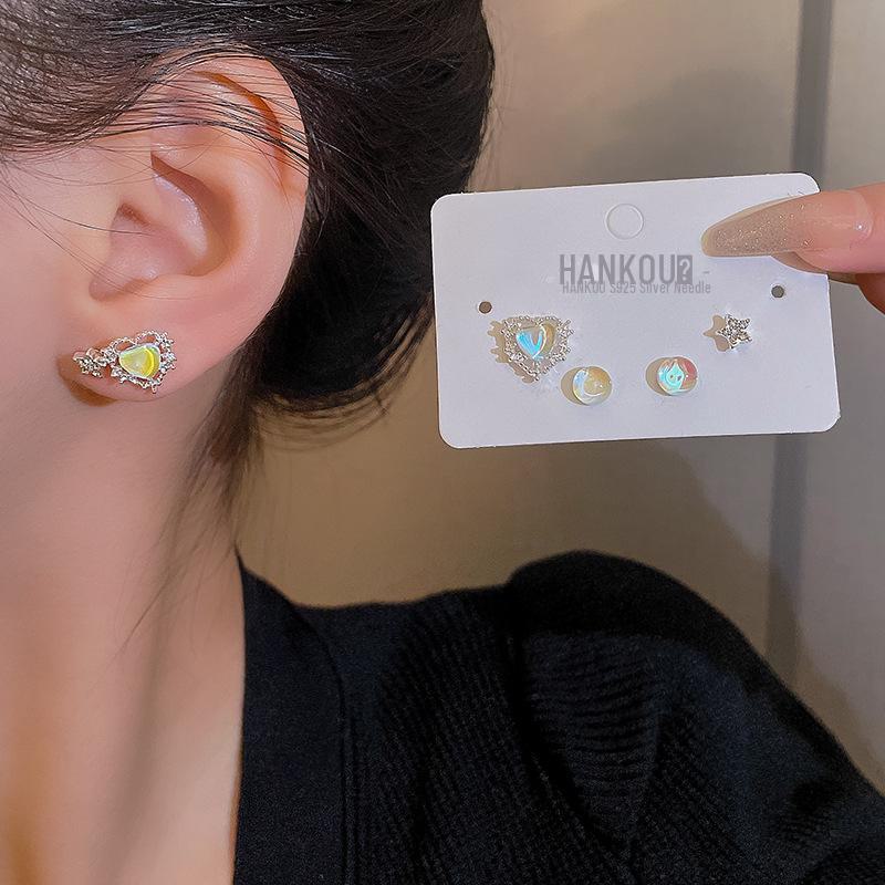 S925 Silver Needle Dreamy Diamond Star Love Earrings - Trendy, Fresh Fairy Style