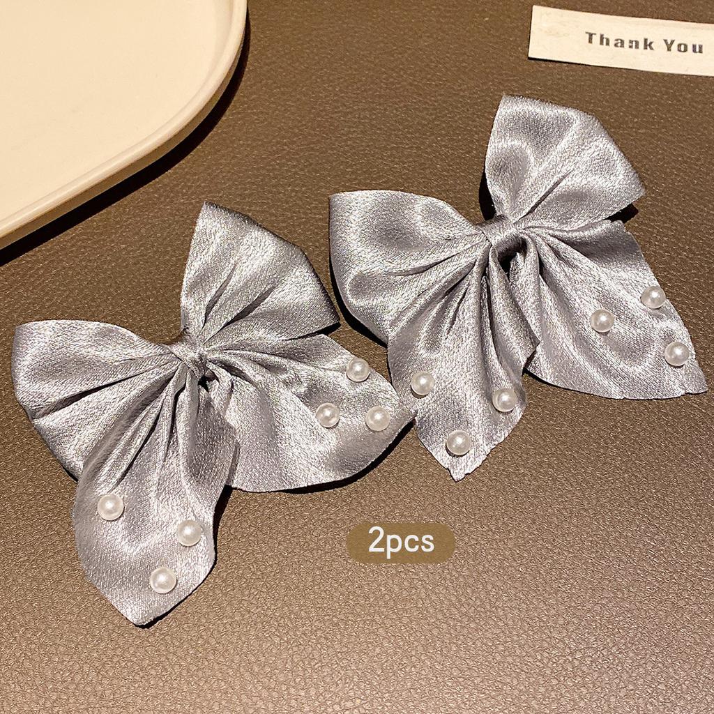 2 Gray Bow Hair Clips, Fashionable and Sweet Style Hair Accessories Suitable for Daily Use