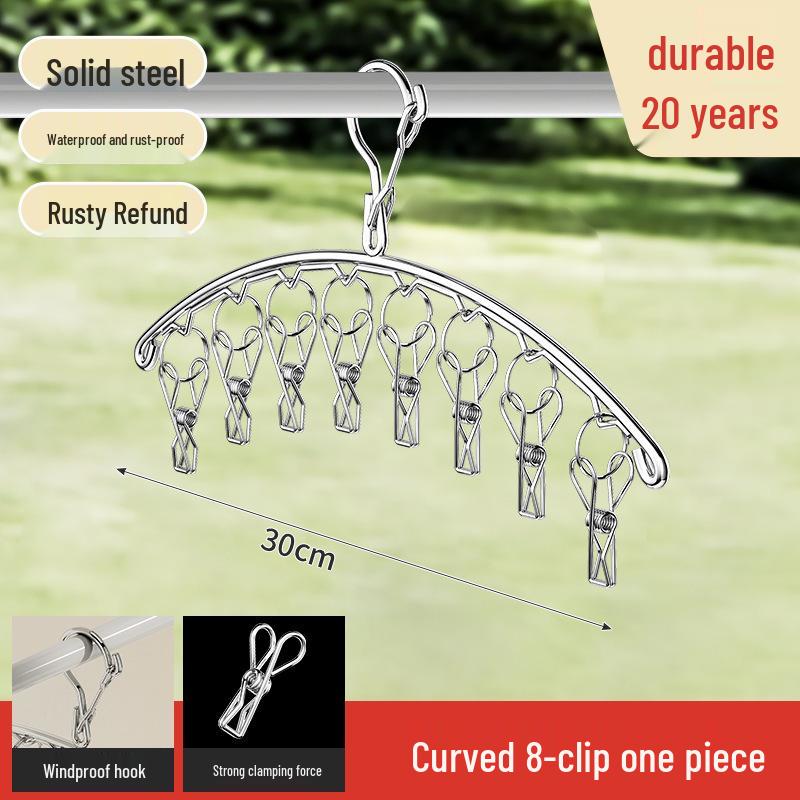 Wielofunkcyjny wieszak ze stali nierdzewnej do suszenia skarpet z klipsami - Idealny do użytku dla niemowląt, dzieci, w akademikach i na straganach ulicznych