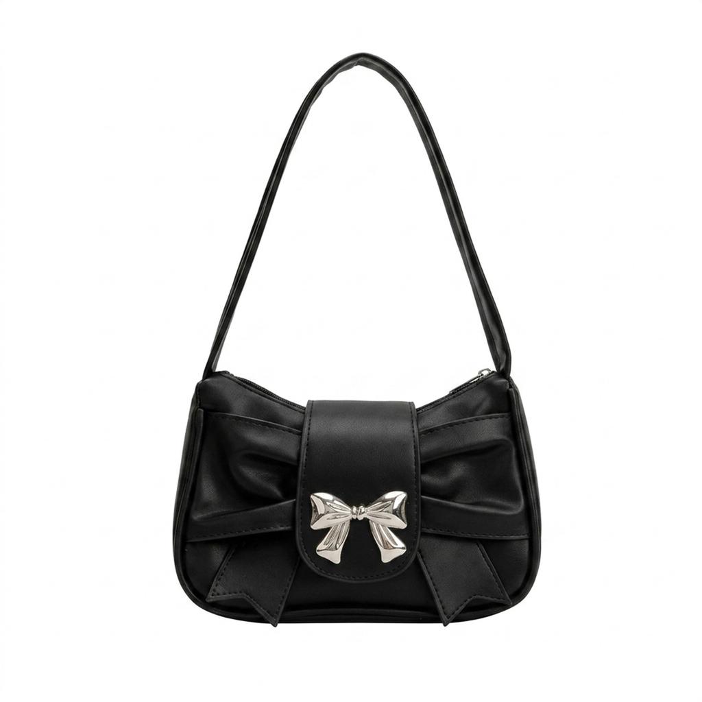 Borsa a Spalla con Fiocco Francese per Donna in Ecopelle Borsa a Tracolla con Design Elegante