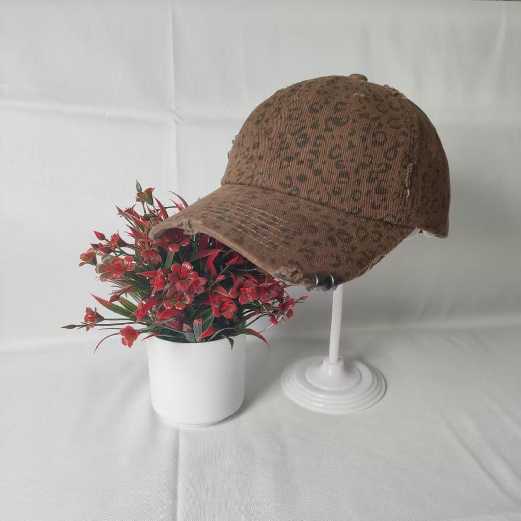 Leopardenmuster Hut Damen Großer Kopfumfang Baseballkappe Vielseitig Amerikanischer Retro Nischenhut Modisch und Lässig Neu