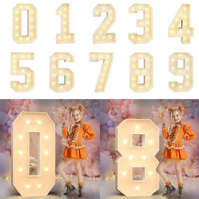 0-9 Numbers LED Light Balloon 91cm Light Up Balloons Balloon Filling Box Giant Numbers LED Lighted Giant Birthday Figure