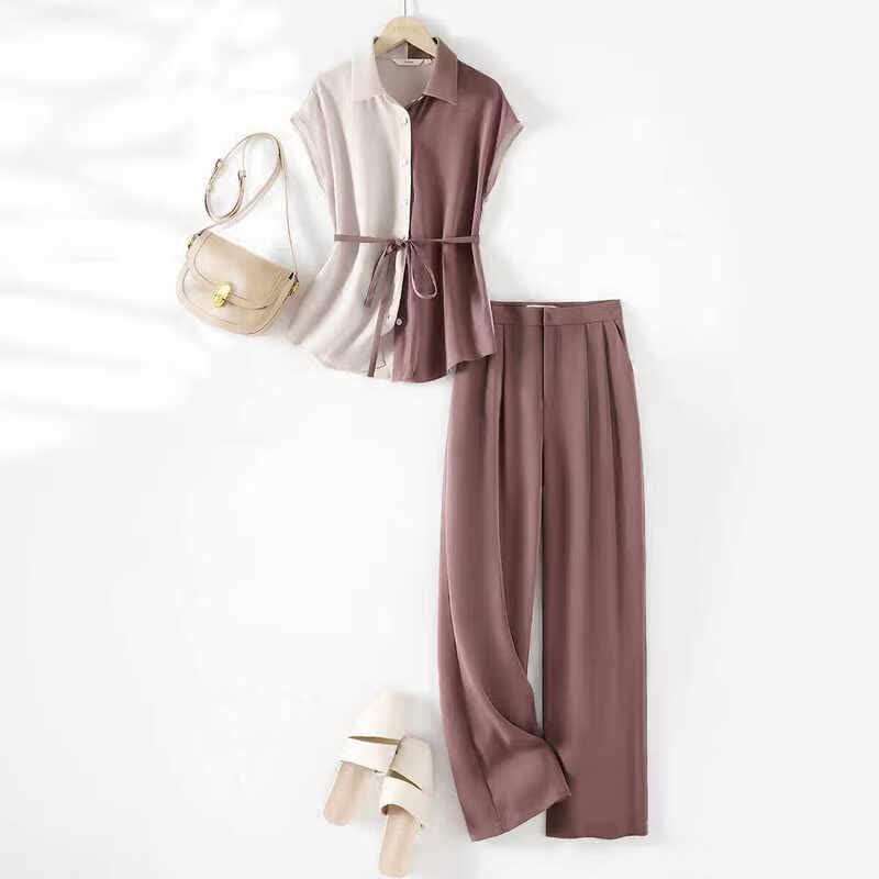 

IHIMI Women s Contrast Polo Top & Pants Set 2XL