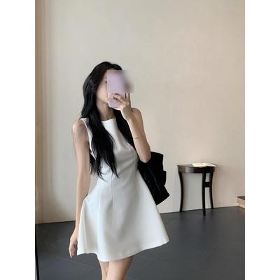 White Dress Children Summer Small Waist Thin Sleeveless Vest Small White Dress Short Skirt