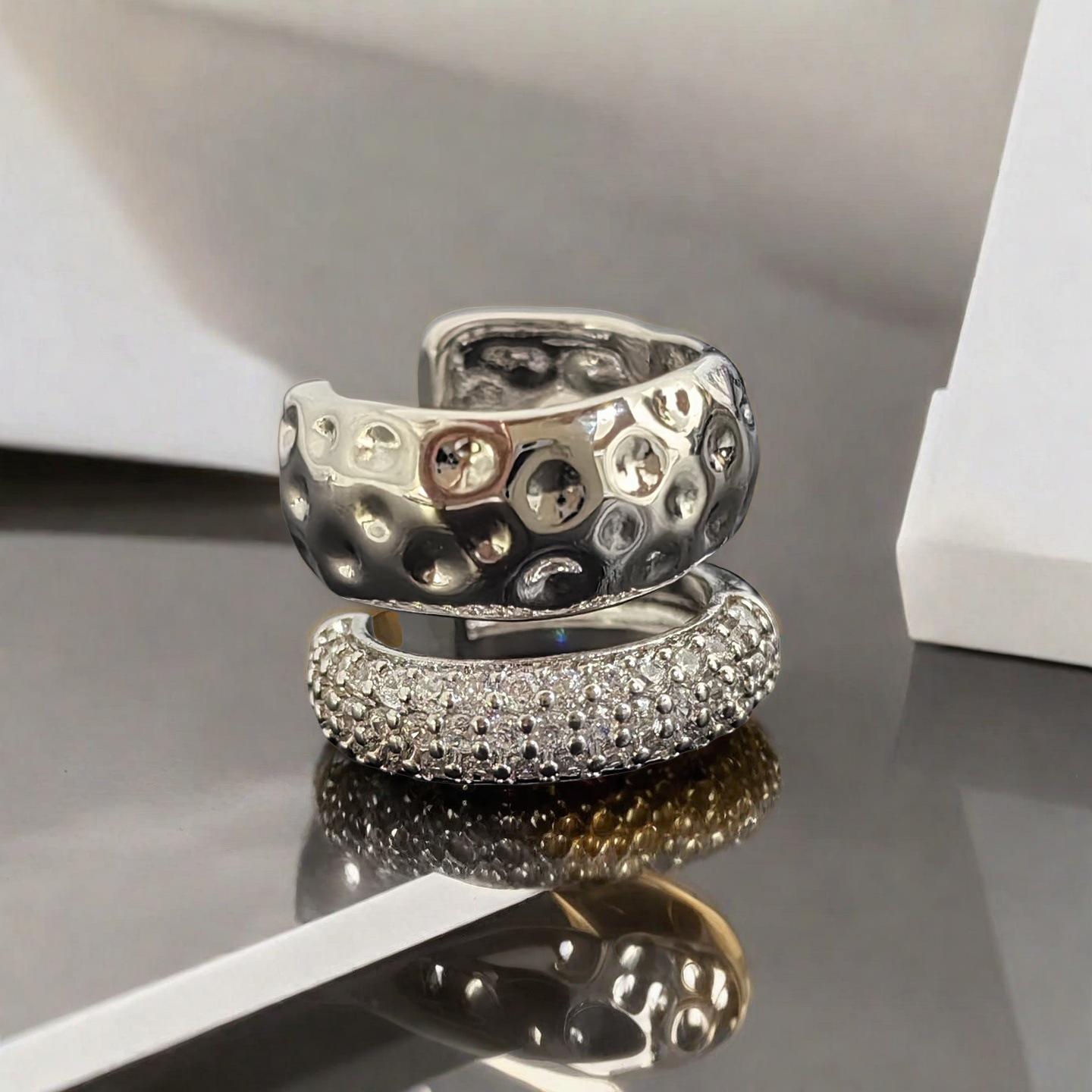 

Двухслойный латунный кафф для уха с цирконом: Шикарные, универсальные женские серьги в холодном стиле