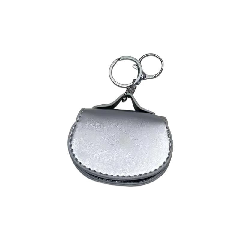 Stylish Leather Keychain Holder Mini Pouch For Earphones Compact Design Sturdy Metal Clip Accessory For Daily Essential