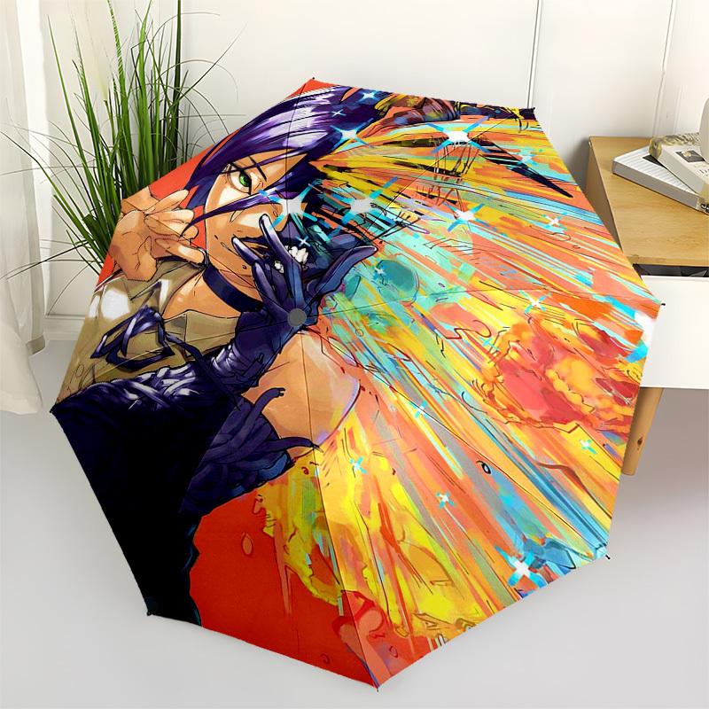 

1pc Anime Character Automatic Folding Umbrella with 8 Bone Iron Frame - Portable Tri-Fold Design for Outdoor Use, Perfect Gift for Fans and Travelers.