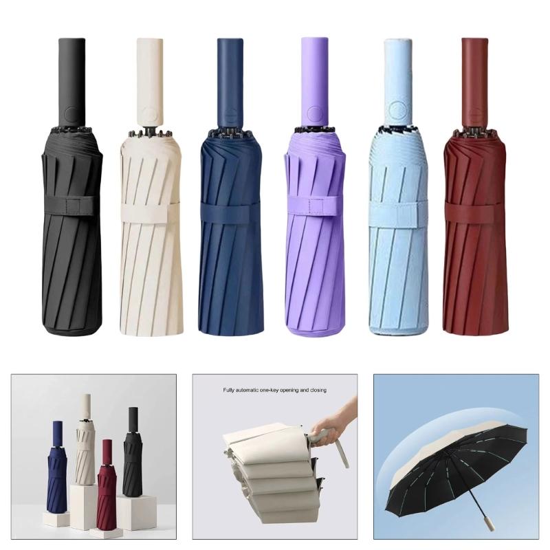 Auto Open/Close Umbrella with 60 Ribs for Comfortable Handle For Sun and Rain Multiple Purpose