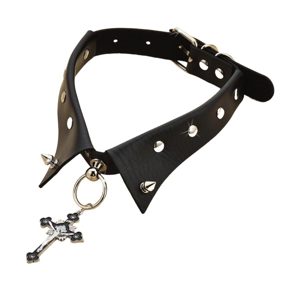 Studded Rivet Choker Gothic Fake Collar Necklace Unique Punk Choker  Streetwear