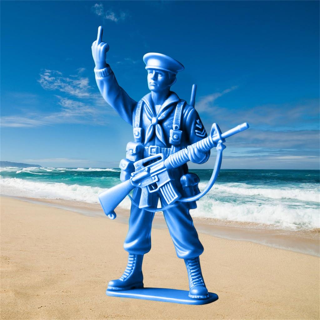 Funny Soldier Giving The Middle Finger Statue Desktop Ornaments Green Military Blue Navy Man Middle Finger Plastic Figures Toy