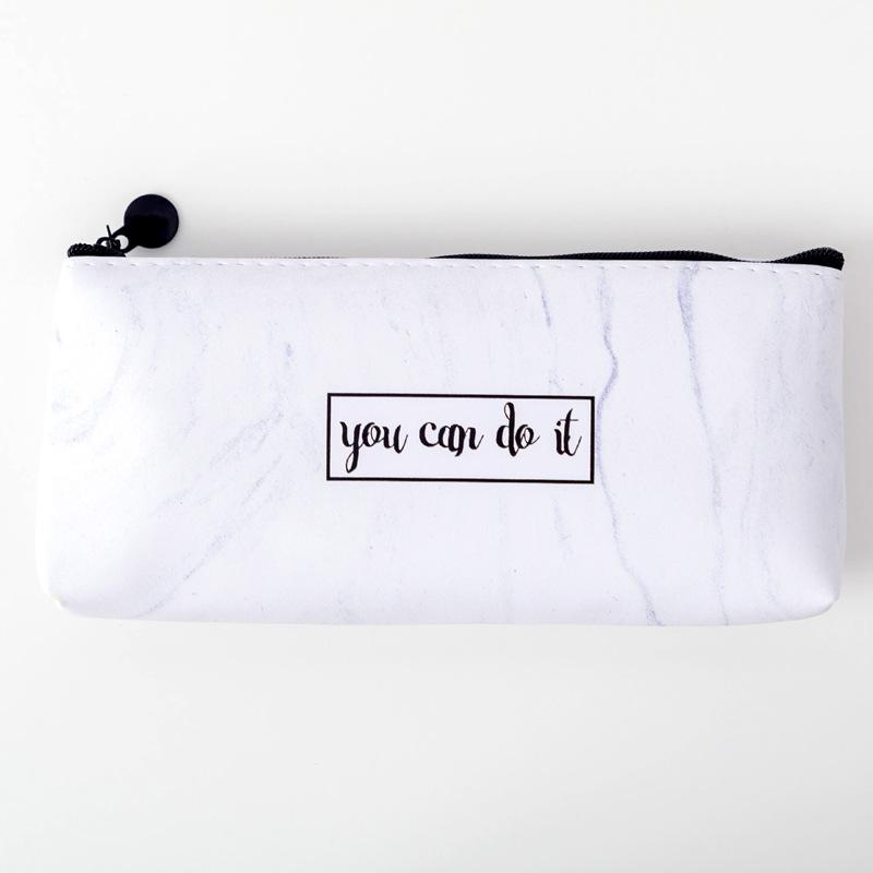 1 Pc Cute Pen Pouch Large Capacity Marble Pattern Writing Supplies Leather Pen Bag Pencil Bag Pencil Case Zipper Pouch
