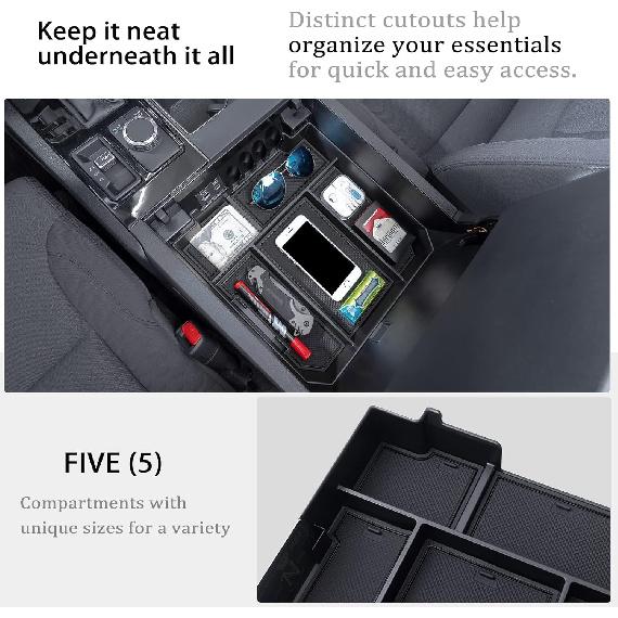 JDMCAR Center Console Organizer Compatible With -2025 2026 Toyota Tundra Accessories And -2026 Toyota Sequoia Armrest Secondary Storage Box ABS
