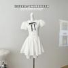 Summer new sweet and spicy beautiful girl preppy style casual temperament women's white dress A-line puffy skirt dress