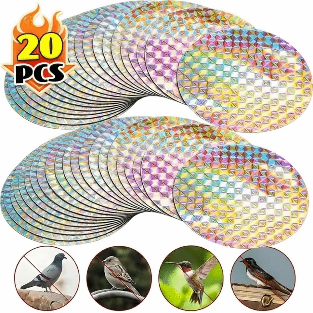 20pcs Reflective Bird Repellent Sticker Garden Bird Control Anti Bird Scare Tape  Keep Birds Away
