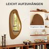 Miroir Mural Miroir Fenêtre avec Cadre en Placage de Pin pour Chambre à Coucher Salon, 91,5 x 45 x 3 cm, Bois Naturel