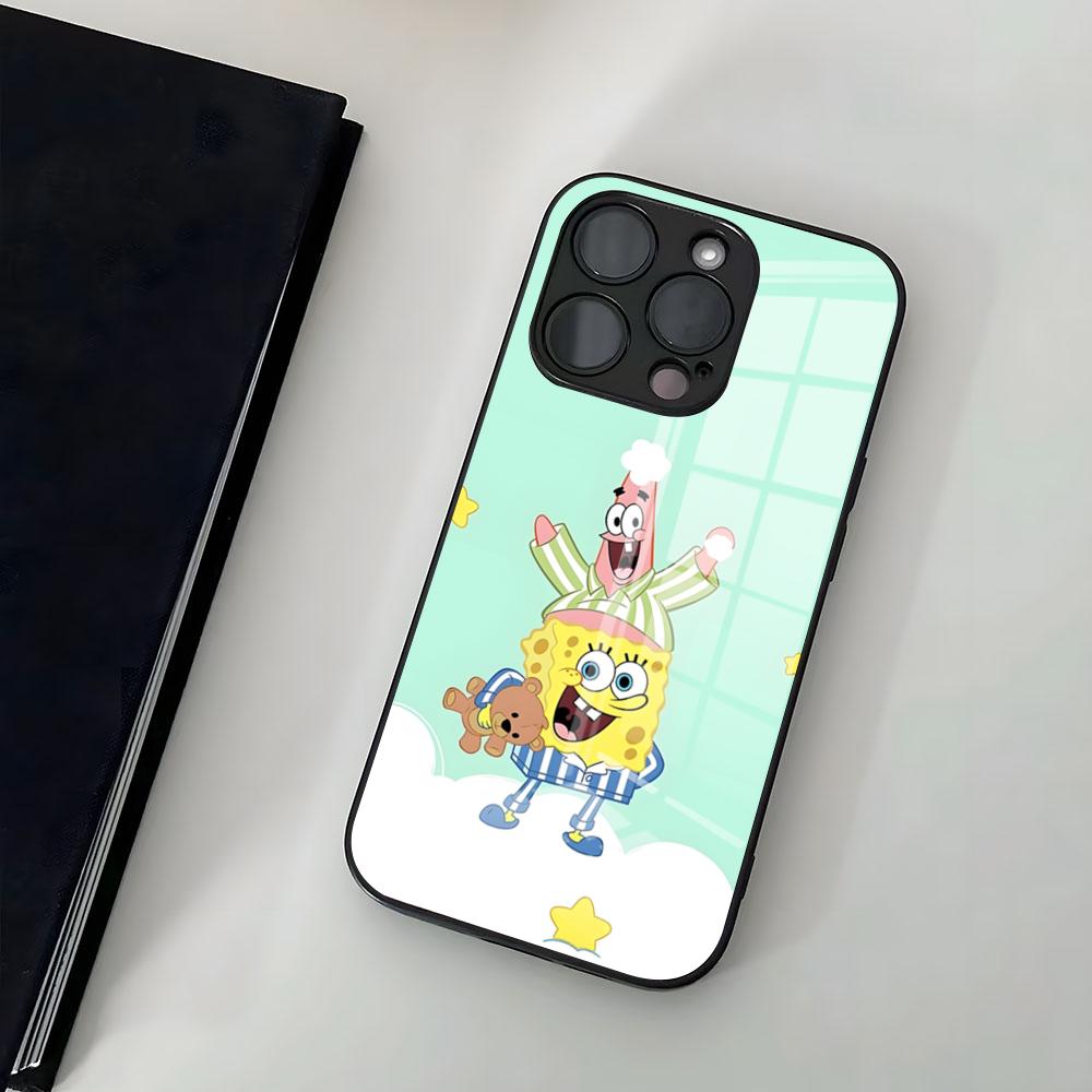 SpongeBob Cartoon Phone Case For IPhone 17 Air 16 15 14 Pro 13 11 12 XR XS ProMAX 7 8 Plus Glass Cover