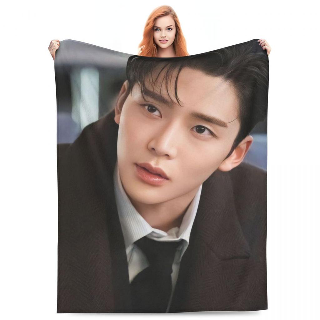 R-Rowoon Flanelldecke Qualität Super Warm Südkoreanischer Schauspieler und Sänger Bettwäsche Überwürfe Winter Reise Stuhl Muster Tagesdecke