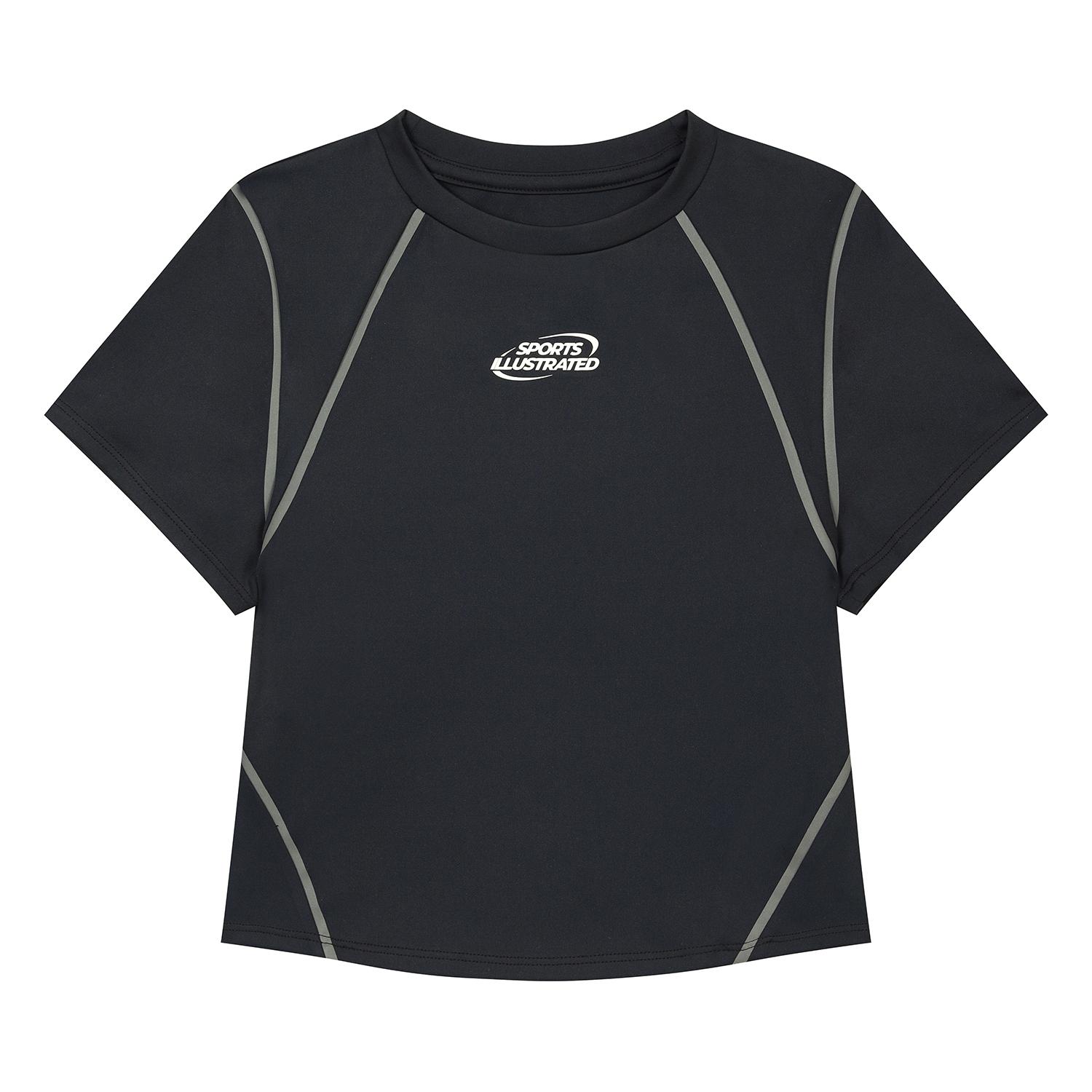 Sports Illustrated Reflective Crop Round T-Shirt (Black) S