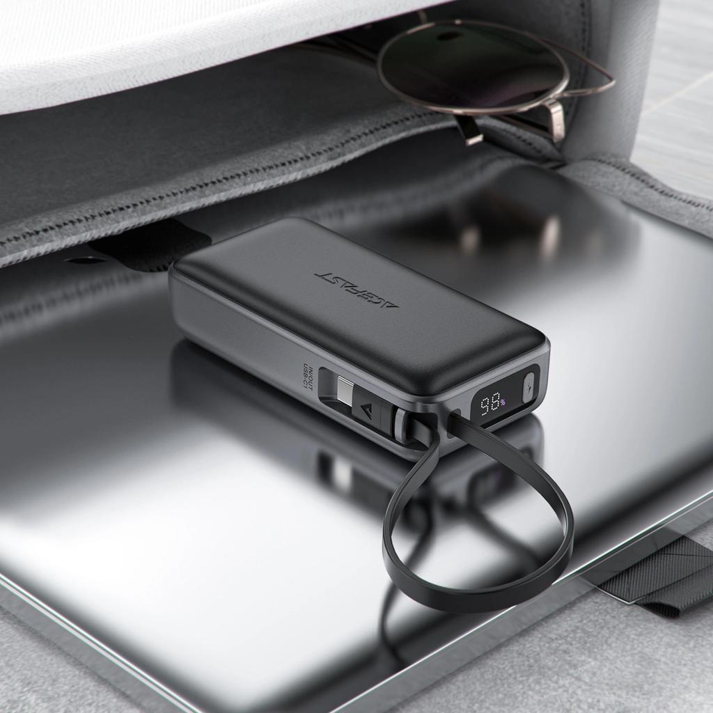 Powerbank Acefast M7-10000 Pd30W Z Wbudowanym Kablem - Czarny