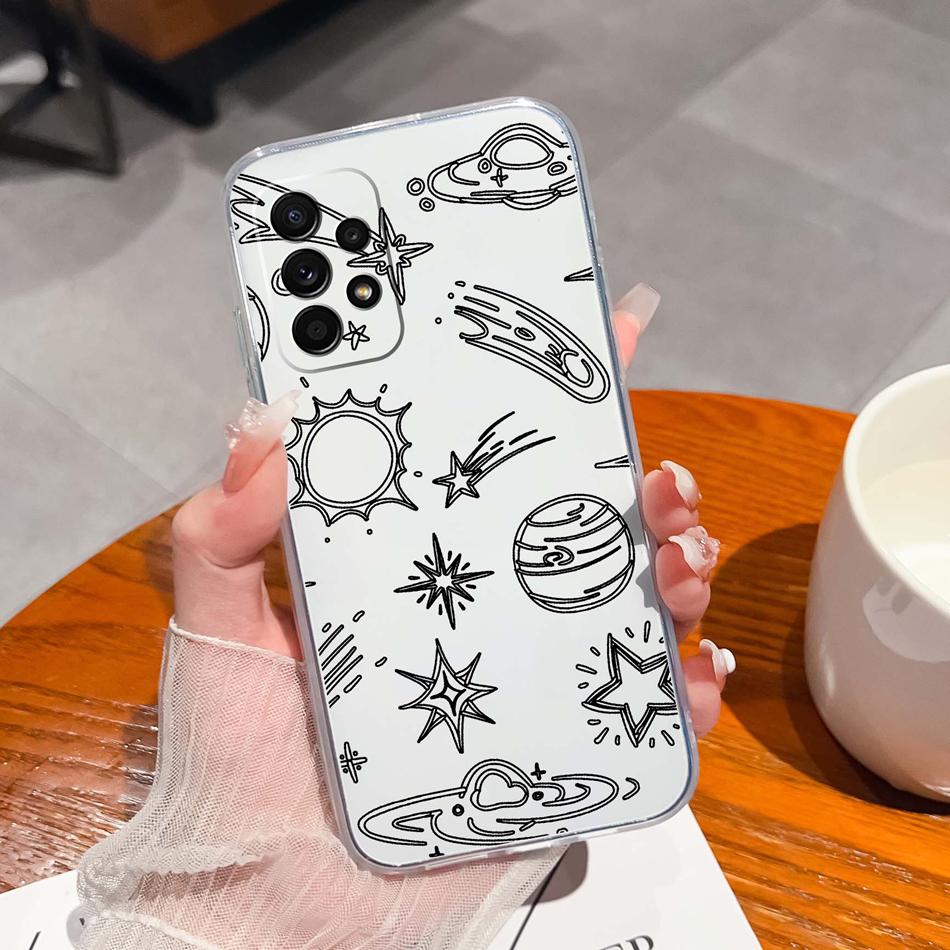 Flower Case For Samsung Galaxy A52 Phone Cover For Samsung A 52 Cases Soft Transparent Silicone Christmas Elk deer Back Covers