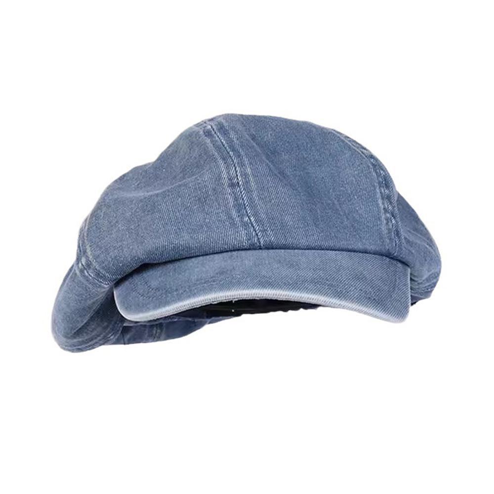 Denim Cotton Newsboy Hat Baker Boy Beret Flat Caps Womens Ladies Octagonal Hat