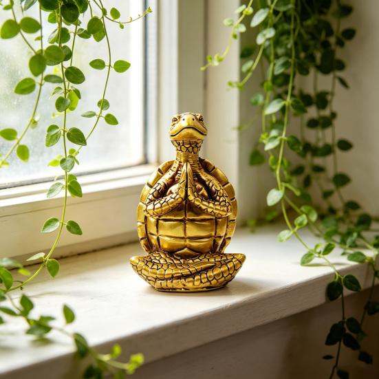 Meditation Yoga Sea Turtle Figurine Small Coastal Beach Animal Sculpture Resin Zen Statue for Aquarium Fish Tank Home Desk Decor