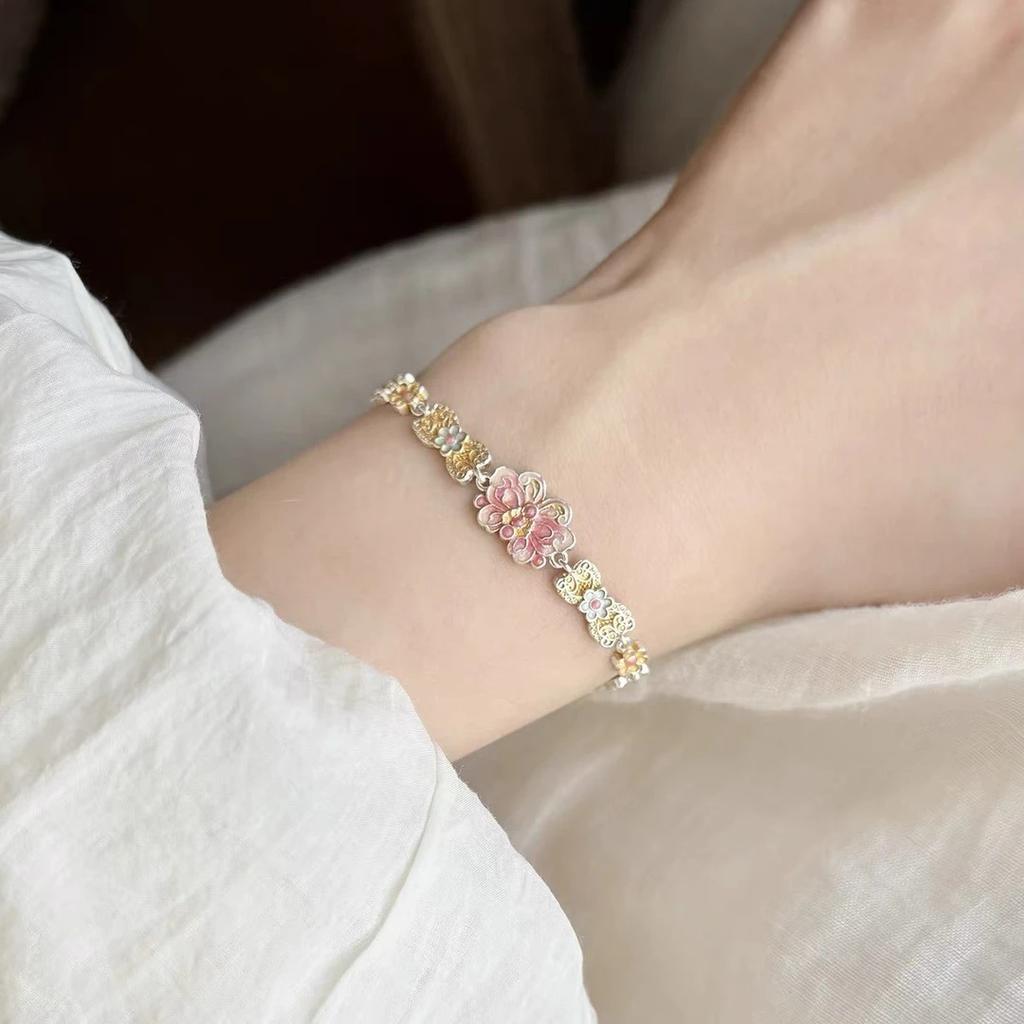 Enamel Butterfly Chinese Style New Chinese Bracelet for Women, Light Luxury Niche High-End Design Jewelry