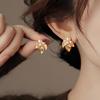 Exquisit Pearl Zircon Leaves Earrings for Women Ladies New Fashion Light Luxury Gold Color Dangle Earrings Jewelry Accessories