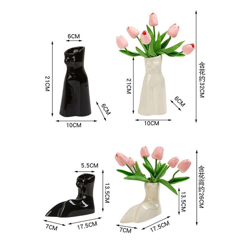 Creative Irregular Body Ceramic Vase Modern Abstract Figure Hydroponic Vase Crafts Flower Arrangement Interior Home Decoration