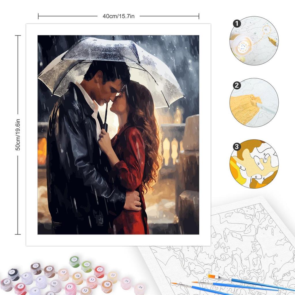 Frame Painting By Numbers For Adults Kits Lover Under Umbrella Acrylic Paint Marker By Numbers For Home Wall Decors 40x50cm
