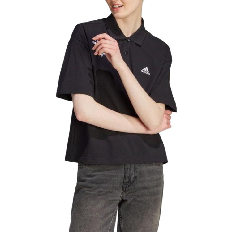 adidas Polo Shirts Women's Black Polo Collar Moderate Straight Fit IJ8747