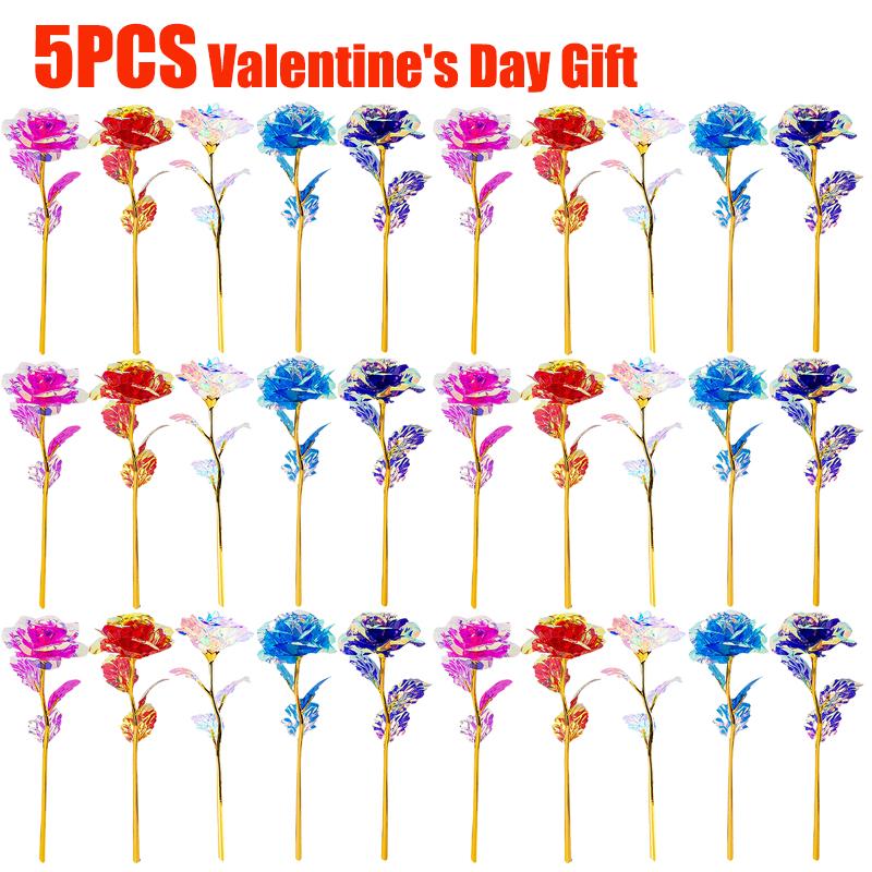 50/50 Stück Künstliche Simulations-Rose Blume Goldfolien-Rose Blume Galaxy Rose Geschenk für Muttertag Valentinstag Geburtstagsgeschenke