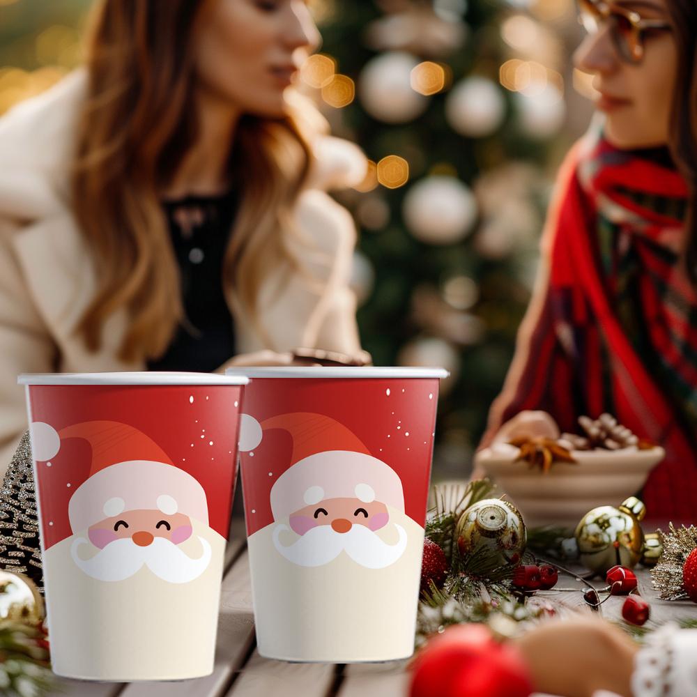 50pcs, Christmas Disposable Paper Cups, 9oz/250ml Eco Cups, Disposable Drinking Cups, Coffee Cups, Drinking Cups, Table Cups