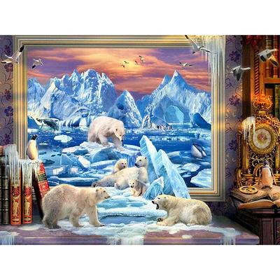 Pittura diamante punto croce orso polare 5D fai da te animali diamante mosaico immagine strass decorazione per bambini regalo