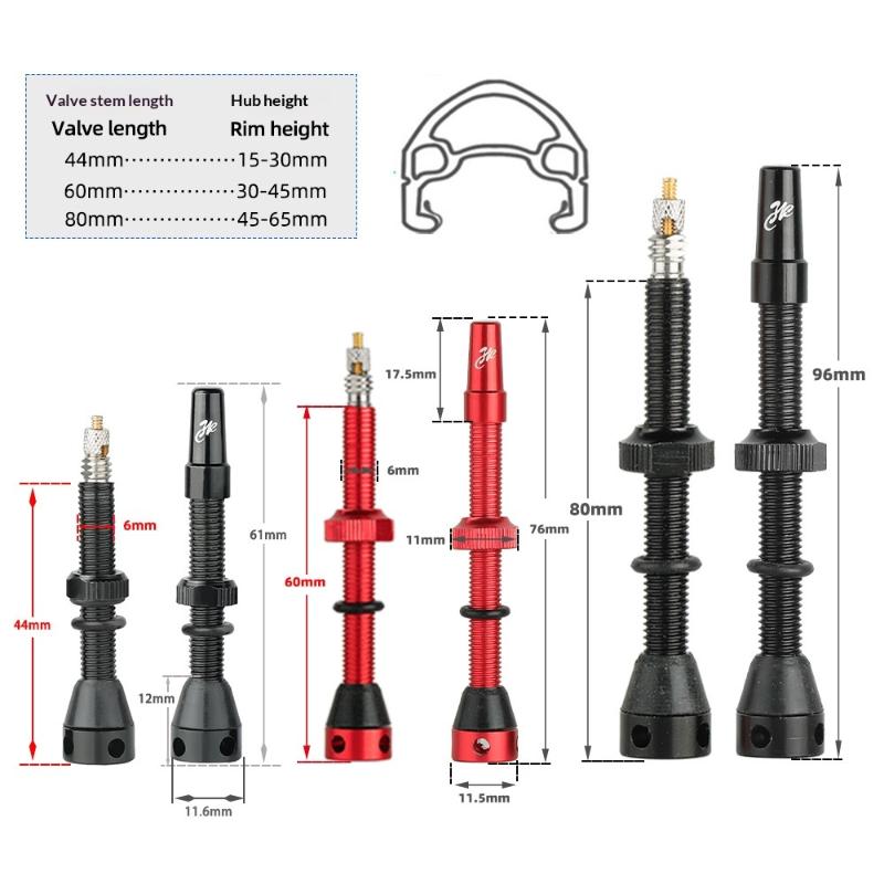 Bicycle F/V Tubeless Valve 44 60 80Mm For Bike Aluminum Alloy Pole Brass Core Integrated Rectangle Base Valve Cycling Parts