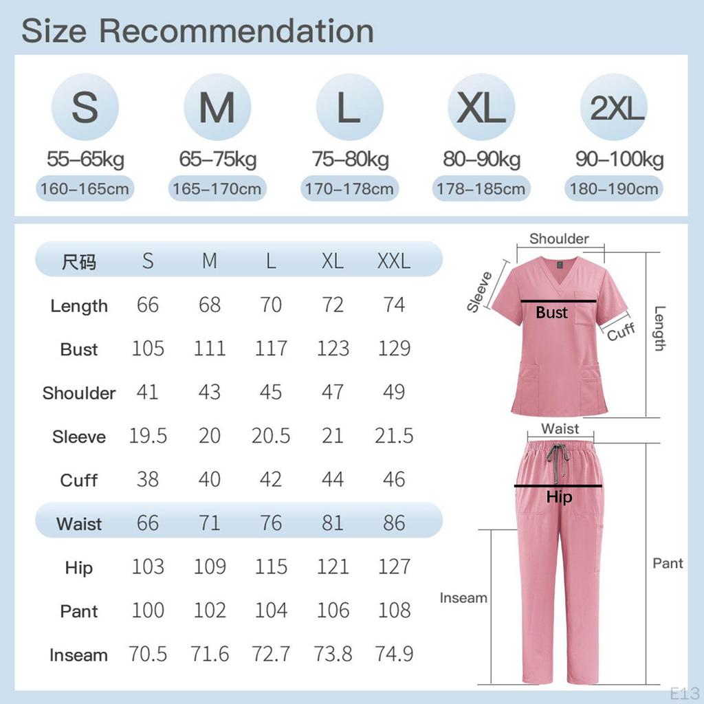 Nursing Uniforms Scrub Set Short Sleeve Work Clothes for Women
