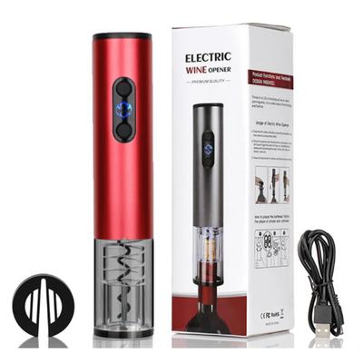Ouvre-vin électrique rechargeable USB-C en acier inoxydable (Tire-bouchon et coupe-capsule inclus) - ROUGE
