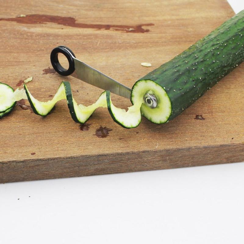Space Efficient Stainless Steels Spirals Slicer For Vegetables Carrots Cucumbers Cutter with Rotating Handle Design