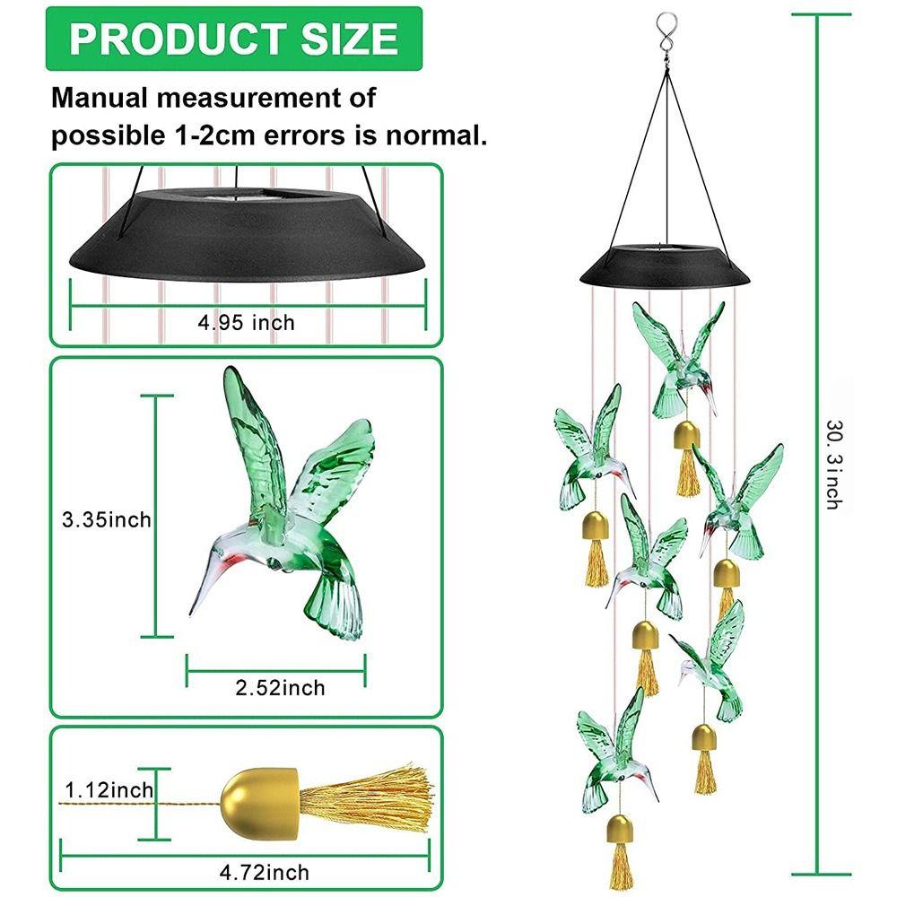 Cute Solar Wind Chime Hanging Colorful Gradient Hanging Solar Lights Weatherproof Solar Powered LED Wind Chime Light