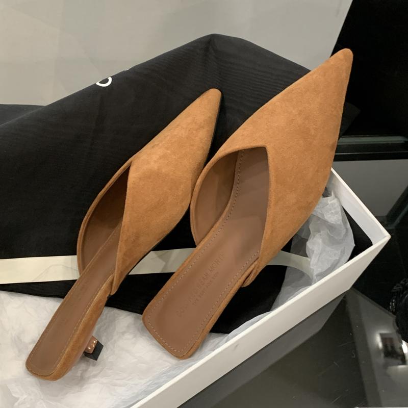 Fashion SUOJIALUN 2024 Autumn New Brand Women Sandal Shoes Fashion Pointed Toe Shallow Slip On Slingback Shoes Thin Low Heel Pumps