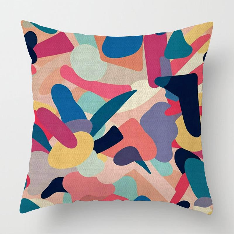 Home Decor Colorful Abstract Pattern Digital Printed Pattern Cushion Cover Suitable For Sofa Bedroom Car Pillow Cover