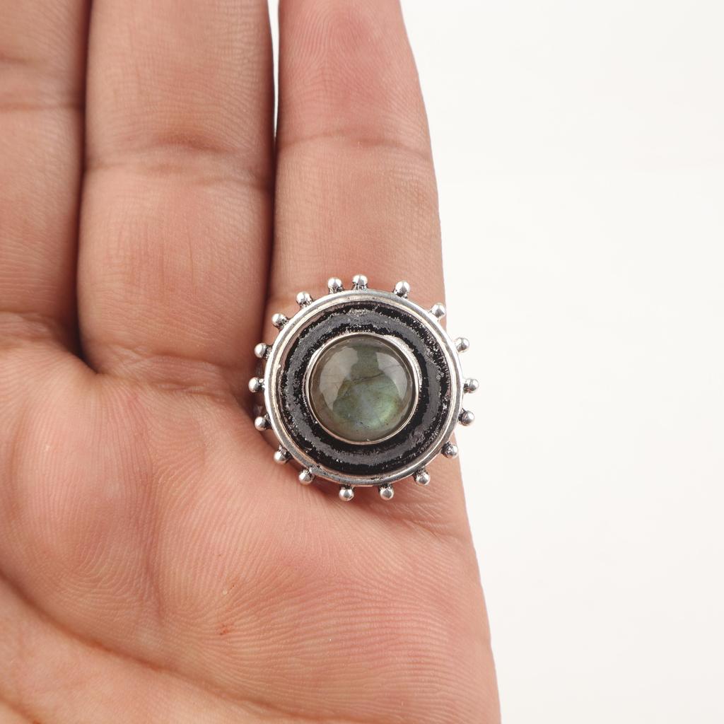 Labradorit Edelsteinring, Handgefertigter Wunderschöner Schmuck, 925 Massiver Sterlingsilberring, Attraktiver Silberring Geschenk Für Frauen