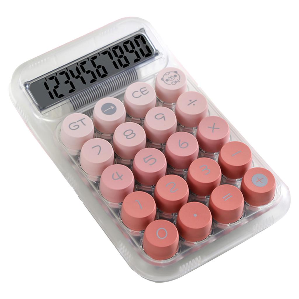 Cute Desktop Calculator Mechanical Clear Digital Display Simple Basic Desk Calculators for Business Office Supplies Pink