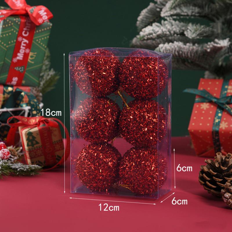 6Pcs 6CM Christmas Balls Christmas Tree Decoration Hanging Pendants Ornaments Party Home Decor 2025 New Year Navidad Gift Decor