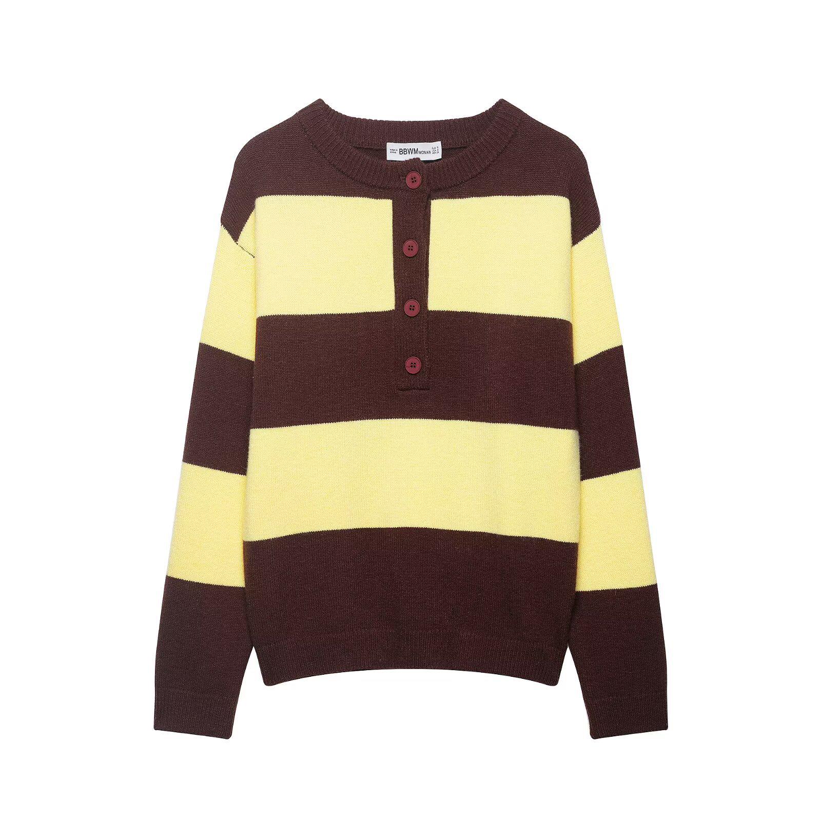 European Fashion Casual Striped Knitwear Small
