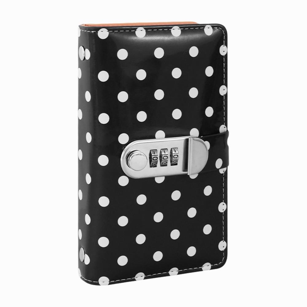 

PU Leather Cash Savings Binder with Combination Lock Polka Dot Design Cash Envelope Savings Book 100 Pockets чорний