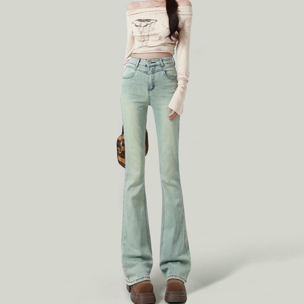 

Трендовые микро-пулл джинсы женские весенне-осенние новые с высокой посадкой облегающие микро-клеш подкова моппинг деним XL