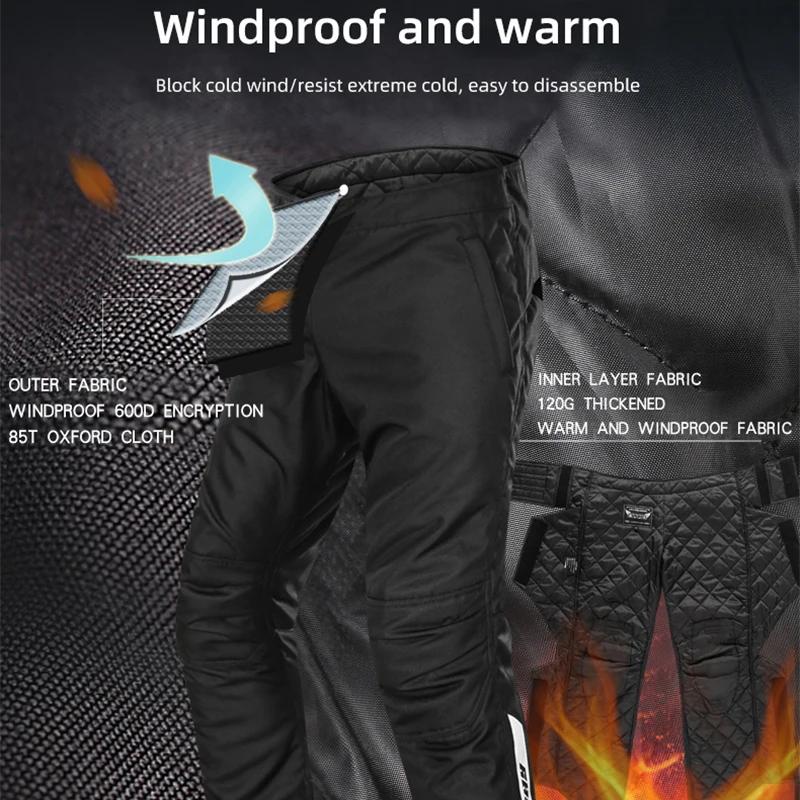 LYSCHY Motorcycle Windproof Pants Men Quick Take Off Trousers Men Winter Waterproof Warm Anti-fall Motocross Quick Release Pants